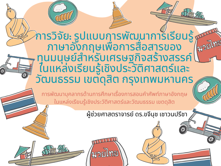 สื่อดิจิทัลไมโครเลิร์นนิ่งฯ เพื่อพัฒนาบุคลากรด้านการศึกษา เรื่องการสอนคำศัพท์ภาษาอังกฤษในแหล่งเรียนรู้เชิงประวัติศาสตร์และวัฒนธรรม เขตดุสิต กรุงเทพมหานคร